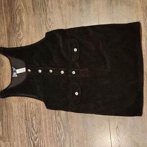 ❤️ 90s VINTAGE TRUE BLUE BLACK CORDUROY SHIFT DRESS, SMALL
